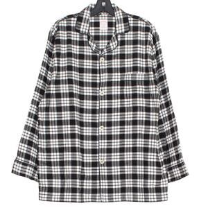 Brooks Brothers Womens Pajama Top Button Up Plaid Black White Size Medium EU